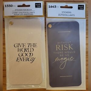 The Happy Planner Sticker Fan Book - Beige & Navy with Gold Accents